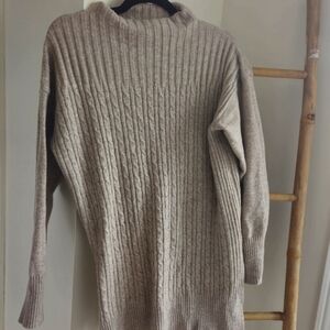 Elegant Taupe Cable Knit Sweater